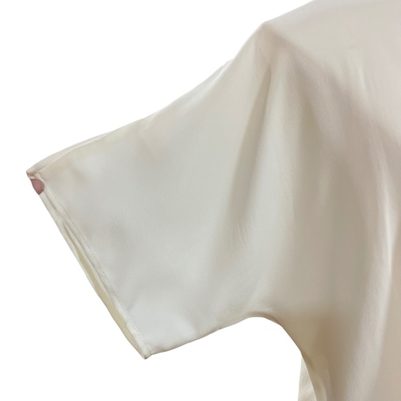 Vintage Laura Kieffer Cream Minimalist Satin Drape Blouse Soft Retro Top Medium - Picture 3 of 5